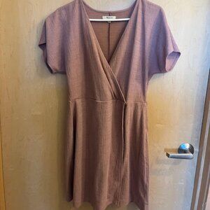 Madewell Mauve Faux Wrap Mini Dress